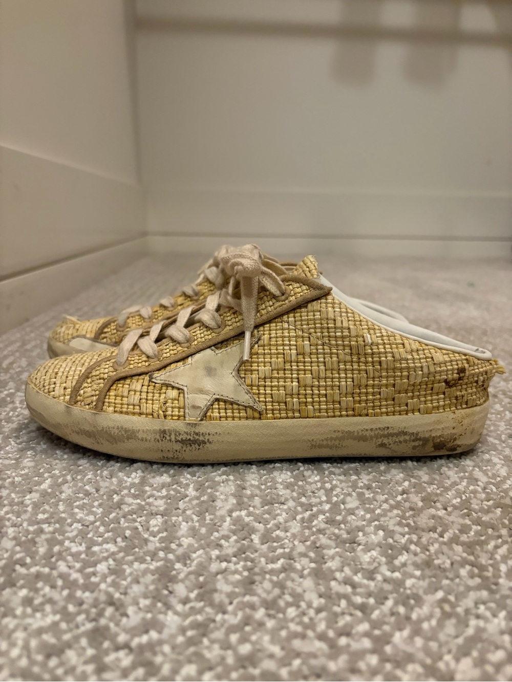 Golden Goose Beige Raffia Star Slip-On Sneaker NM Exclusive 2025 RARE - Picture 9 of 15